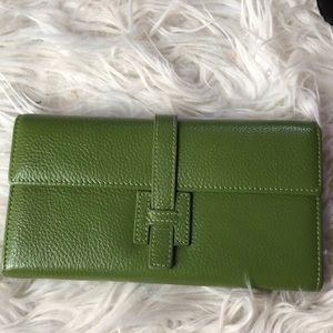 Designer Inspired Olive Green H Wallet